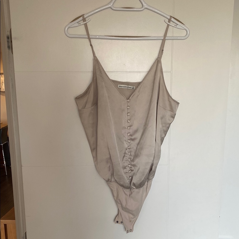 Women's Beige Button-Down bodysuit
